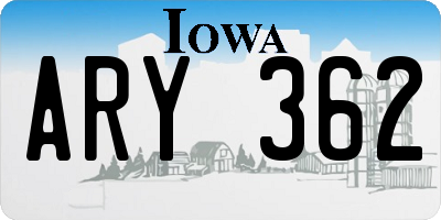 IA license plate ARY362