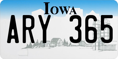 IA license plate ARY365