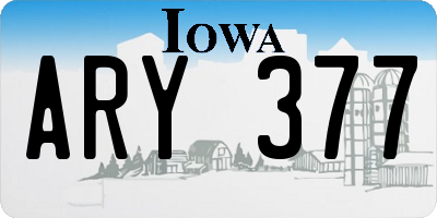 IA license plate ARY377