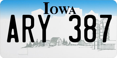 IA license plate ARY387