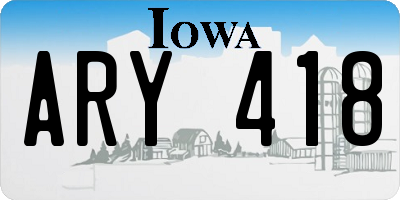 IA license plate ARY418