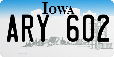 IA license plate ARY602