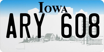 IA license plate ARY608