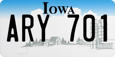IA license plate ARY701