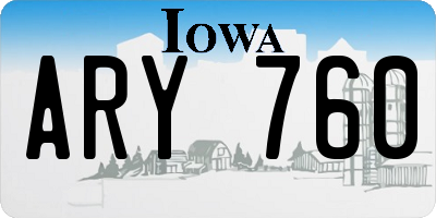 IA license plate ARY760