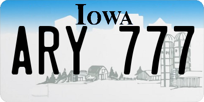 IA license plate ARY777