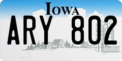 IA license plate ARY802