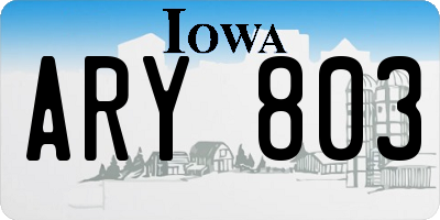 IA license plate ARY803
