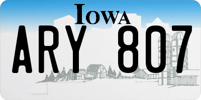 IA license plate ARY807