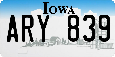 IA license plate ARY839