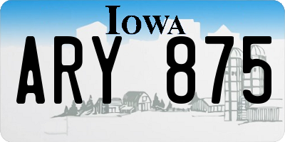 IA license plate ARY875