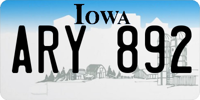 IA license plate ARY892
