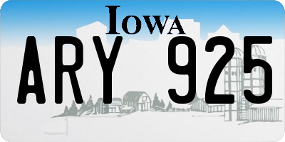 IA license plate ARY925
