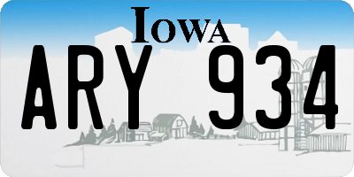 IA license plate ARY934