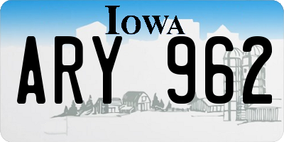 IA license plate ARY962