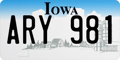 IA license plate ARY981