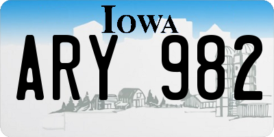 IA license plate ARY982
