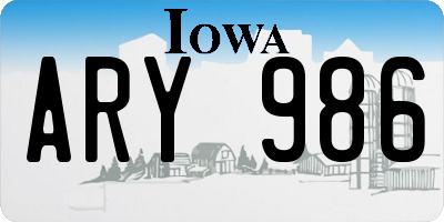 IA license plate ARY986