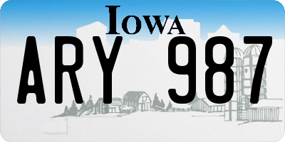 IA license plate ARY987