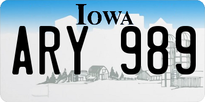 IA license plate ARY989