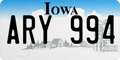 IA license plate ARY994