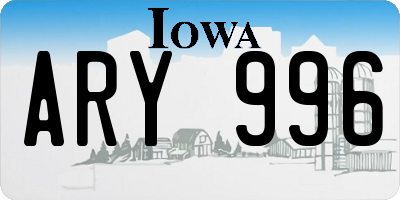 IA license plate ARY996