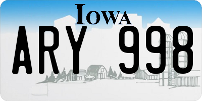 IA license plate ARY998