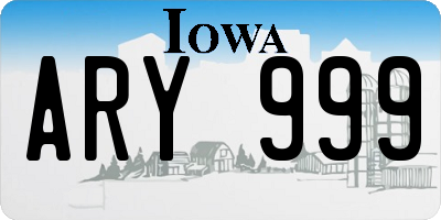 IA license plate ARY999