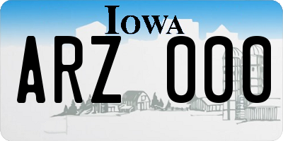 IA license plate ARZ000