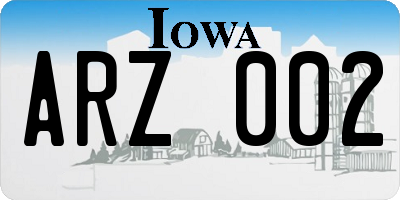 IA license plate ARZ002