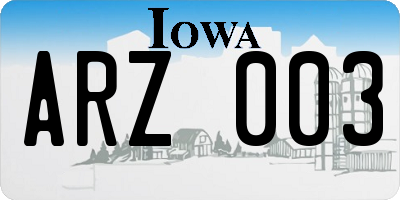 IA license plate ARZ003