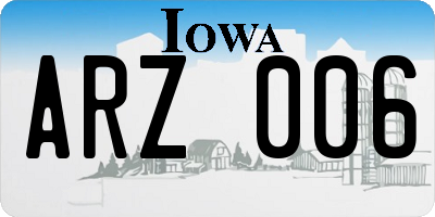 IA license plate ARZ006