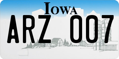 IA license plate ARZ007