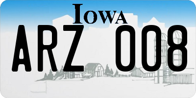 IA license plate ARZ008