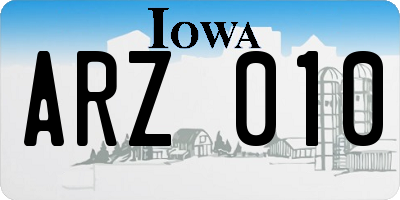 IA license plate ARZ010