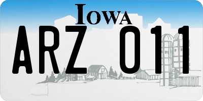 IA license plate ARZ011