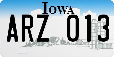 IA license plate ARZ013