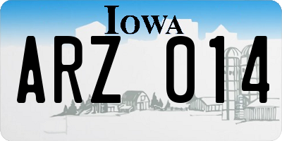 IA license plate ARZ014