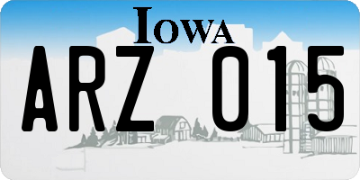 IA license plate ARZ015