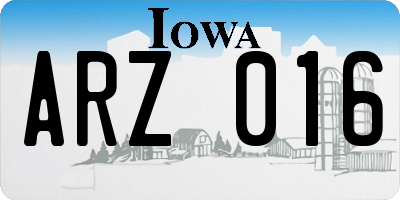 IA license plate ARZ016