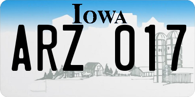 IA license plate ARZ017