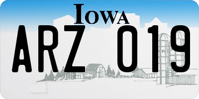 IA license plate ARZ019