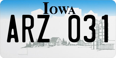 IA license plate ARZ031