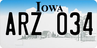 IA license plate ARZ034