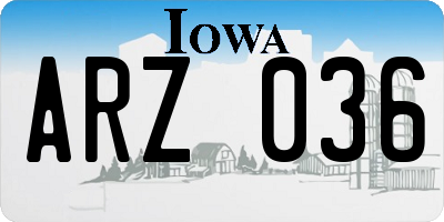 IA license plate ARZ036