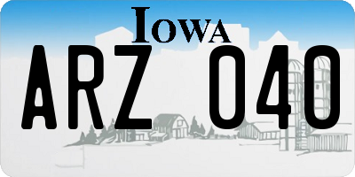 IA license plate ARZ040