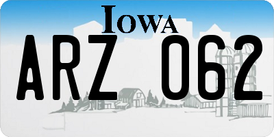 IA license plate ARZ062