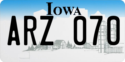 IA license plate ARZ070
