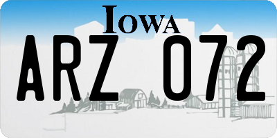 IA license plate ARZ072