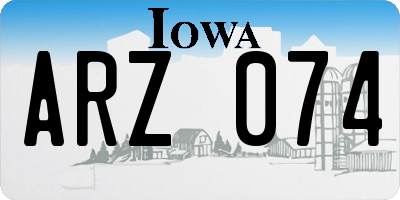 IA license plate ARZ074
